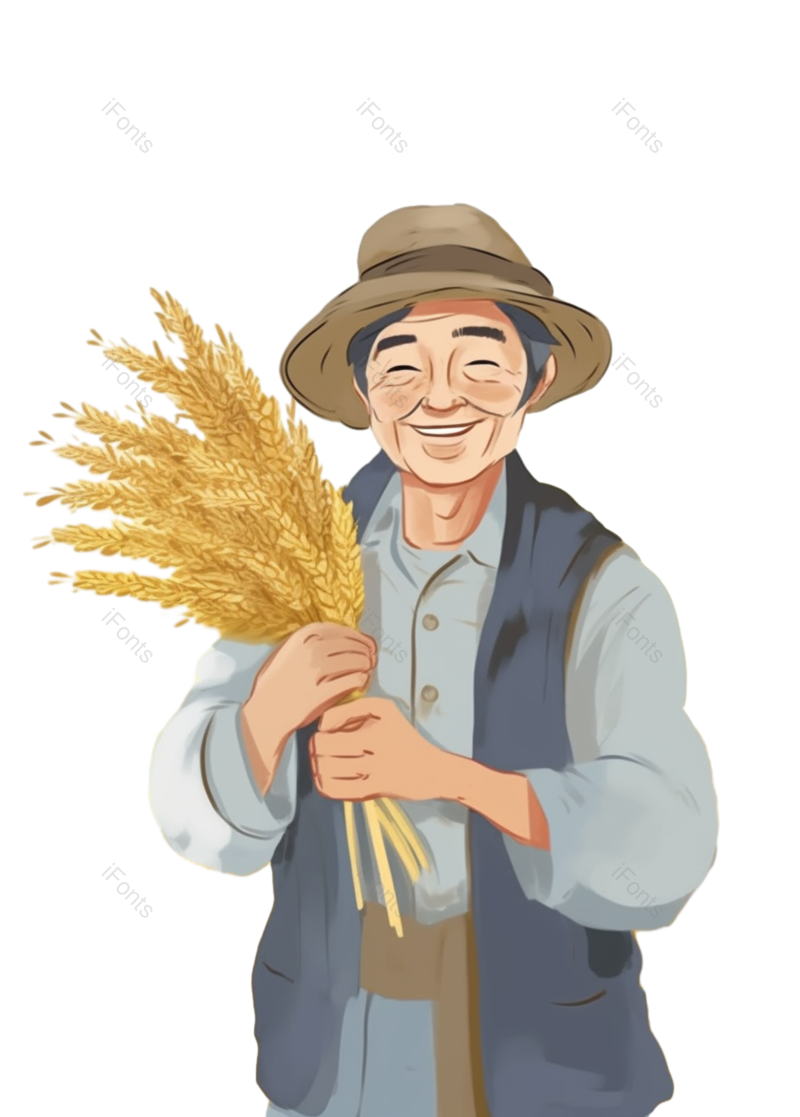 秋天图片,麦子元素,插画PNG,手绘人物免抠素材